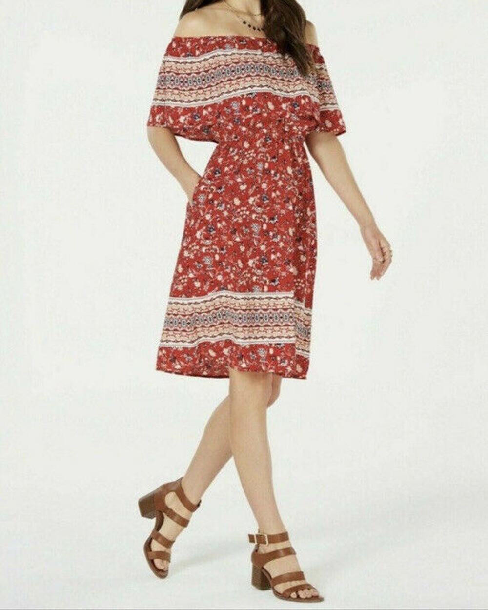 Style & Co XX-Large Dress Floral Off-Shoulder Peasant Style Lightweight Pockets